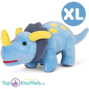 Triceratops Blauw Dinosaurus Pluche Knuffel 50 cm