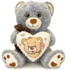 Teddybeer Grijs met Hart en Strik Pluche Knuffel 30 cm