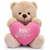 Teddybeer Tubby Beige met Roze Hart Pluche Knuffel 30 cm