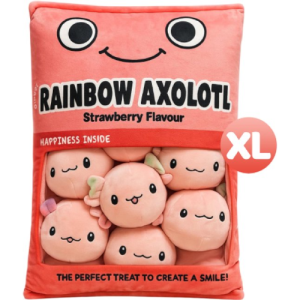 Snack Zakje met Mini Axolotl Pluche Knuffel XL 50 cm