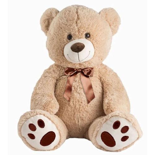 Teddybeer Frank (Lichtbruin met Strik) Pluche Knuffel XXL 100 cm