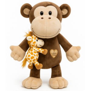 Aap met Mini Giraffe Pluche Knuffel Dier 30 cm