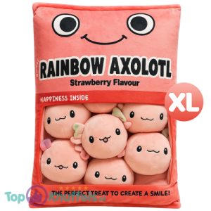 Snack Zakje met Mini Axolotl Pluche Knuffel XL 50 cm