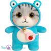Grijze Kat in Blauwe Onesie Pyjama Pluche Knuffel 30 cm
