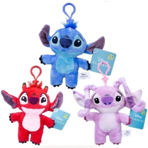 Stitch, Leroy, Angel Bagclip (Sleutelhanger) - Disney Lilo en Stitch Pluche Knuffel 15 cm