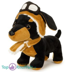 Teckel met Muts en Sjaal Pluche Knuffel Hond 25 cm
