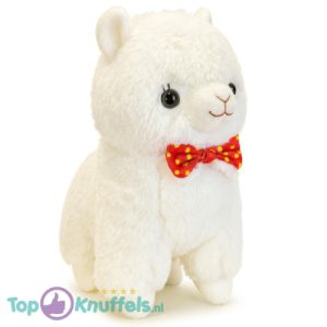 Alpaca met Strikje (Wit) Pluche Knuffel 30 cm