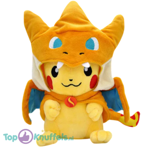 Pikachu met Charizard Poncho Pokémon Pluche Knuffel 30 cm