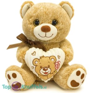 Teddybeer Bruin met Hart en Strik Pluche Knuffel 30 cm