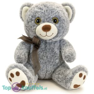 Teddybeer Grijs met Strik Pluche Knuffel 30 cm