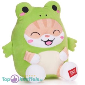 Kat in Groene Kikker Onesie Pyjama Kawaii Pluche Knuffel 25 cm