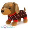 Teckel in Hartjes Pyjama Pluche Knuffel Hond 25 cm