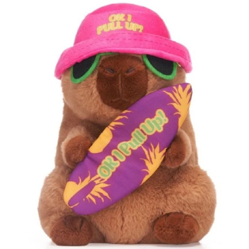Capibara met Surfplank Pluche Knuffel 26 cm