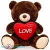 Teddybeer (Donkerbruin) Bobby met Hart Pluche Knuffel 25 cm