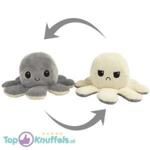 Octopus Mood Pluche Knuffel 15 cm (Grijs/Wit)