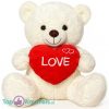 Teddybeer (Wit) Bobby met Hart Pluche Knuffel 25 cm
