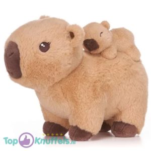 Capibara (Beige) met Baby Capybara Pluche Knuffel 26 cm