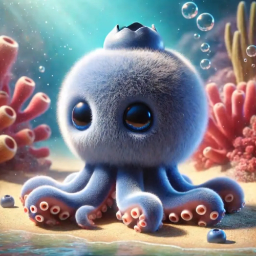 Blueberrinni Octopussini Italian Brainrot Pluche Knuffel 30 cm - Octopus Inktvis - Afbeelding 2