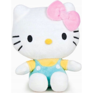 Hello Kitty Zittend (Turquoise/Geel) Pluche Knuffel 17 cm