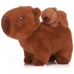 Capibara (Donkerbruin) met Baby Capybara Pluche Knuffel 26 cm