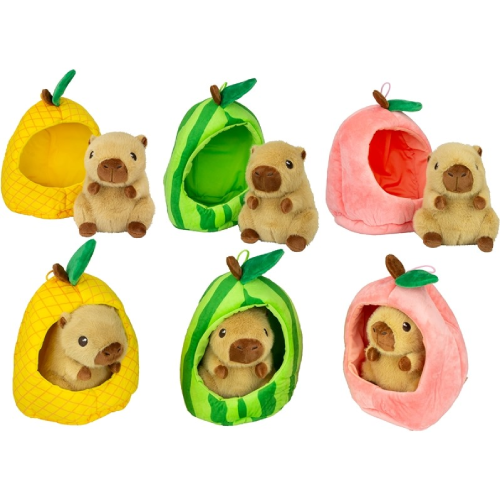 Capibara in Watermeloen Pluche Knuffel 25 cm