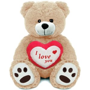 Teddybeer Barry met I Love You Hart Pluche Knuffel XXL 100 cm