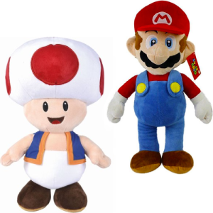 Mario + Toad Super Mario Bros Pluche Knuffel Set 28 cm