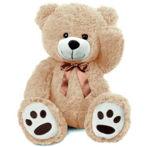 Teddybeer Barry (Beige met Strik) Pluche Knuffel XXL 100 cm
