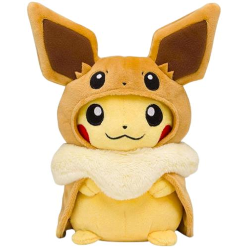 Pikachu met Eevee Poncho Pokémon Pluche Knuffel 30 cm