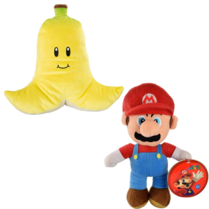 Super Mario Bros Pluche Knuffel Set: Mario + Banana (Banaan) 26 cm