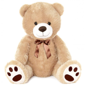 Teddybeer FRANK (Beige) met Strik Pluche Knuffel 100 cm