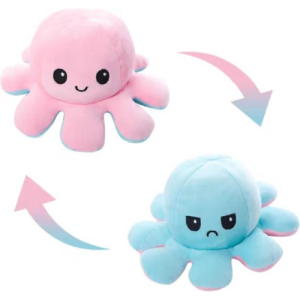 Octopus Mood Pluche Knuffel (Lichtroze/Lichtblauw) 15 cm