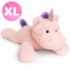 Unicorn Roze Pluche Knuffel Liggend 65 cm – Eenhoorn