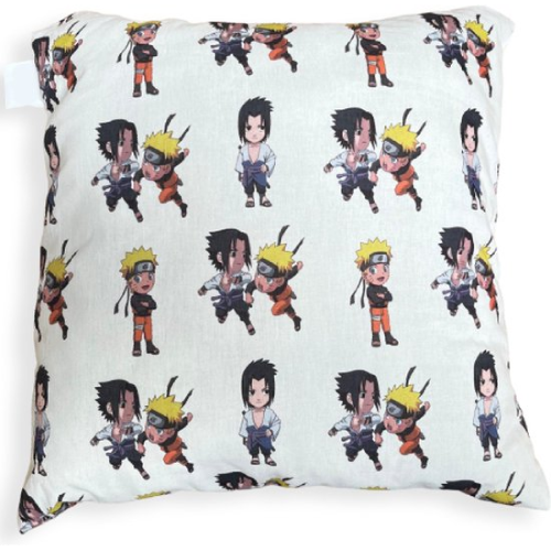 Naruto & Sasuke Cartoon Pluche Kussen Wit 38 x 38 cm