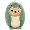 Kat in Groene Dinosaurus Onesie Pyjama Kawaii Pluche Knuffel 25 cm