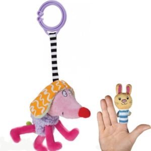 Kooky Dog (Paars) 17 cm + Pluche Knuffel Vingerpop 10 cm
