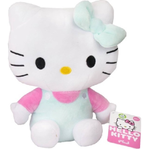 Hello Kitty Zittend (Roze/Turquoise) Pluche Knuffel 35 cm