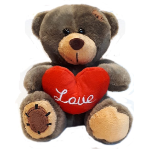 Teddybeer Nora Donkergrijs met Hart Pluche Knuffel 15 cm