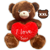 Teddybeer Donkerbruin met Rood Hart “I Love You” Pluche Knuffel XXL 110 cm