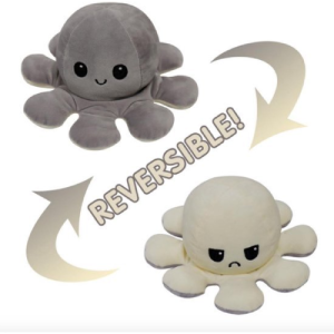 Octopus Mood Pluche Knuffel 15 cm (Grijs/Wit)