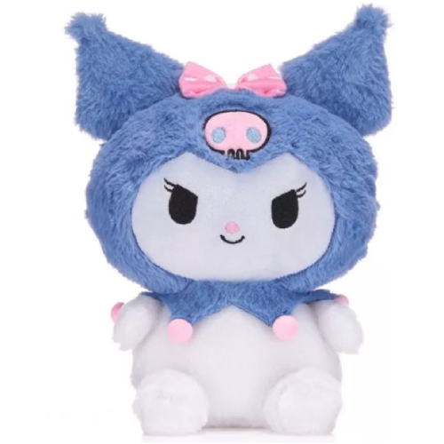Kuromi (Blauw) Hello Kitty Fluffy Pluche Knuffel 30 cm
