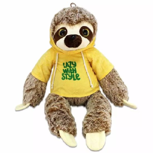 Luiaard met Hoodie (Geel) Pluche Knuffel 36 cm