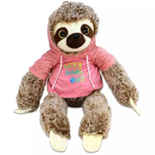 Luiaard met Hoodie (Roze) Pluche Knuffel 36 cm