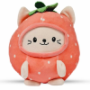 Kat in Aardbei Onesie Pyjama Kawaii Pluche Knuffel 20 cm