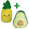 Ananas Fruit Pluche Knuffel 30 cm + Avocado Pluche Knuffel 20 cm
